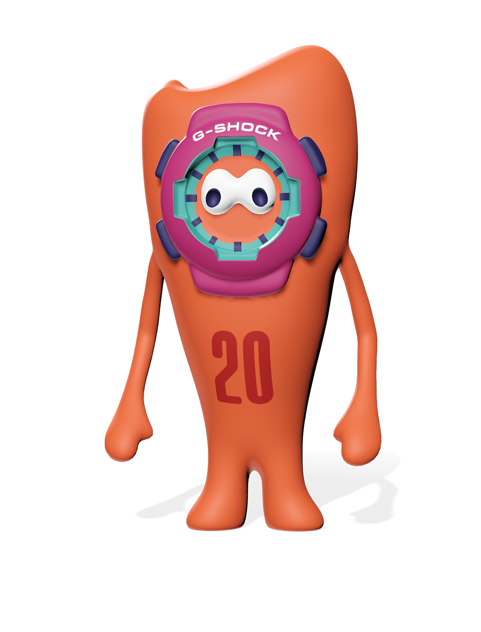 Front view of the orange character 'WAnG-TenG,' inspired by the GA-110.