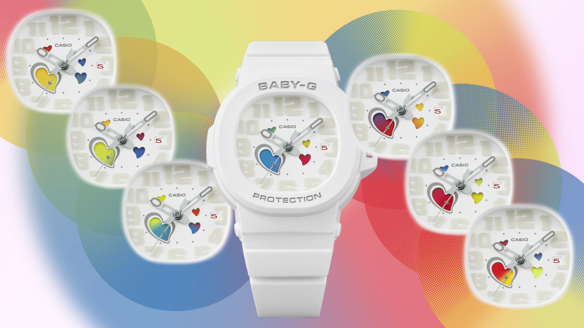 俏皮多彩的心形表盘设计